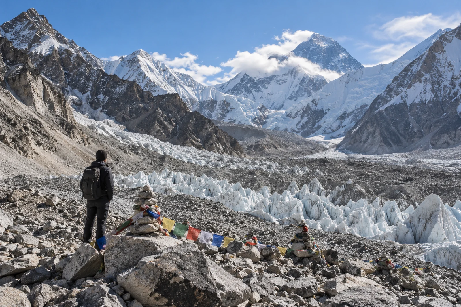 Glacier du Khumbu et camp de base de l’Everest au Népal